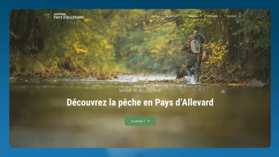 Site internet de l'AAPPMA d'Allevard, réalisé avec AAPPMA Pro